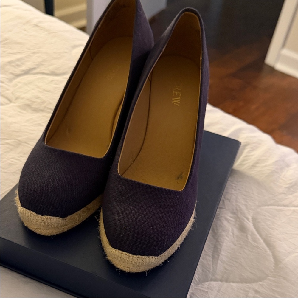 J. Crew Dark Navy Espadrille Wedges